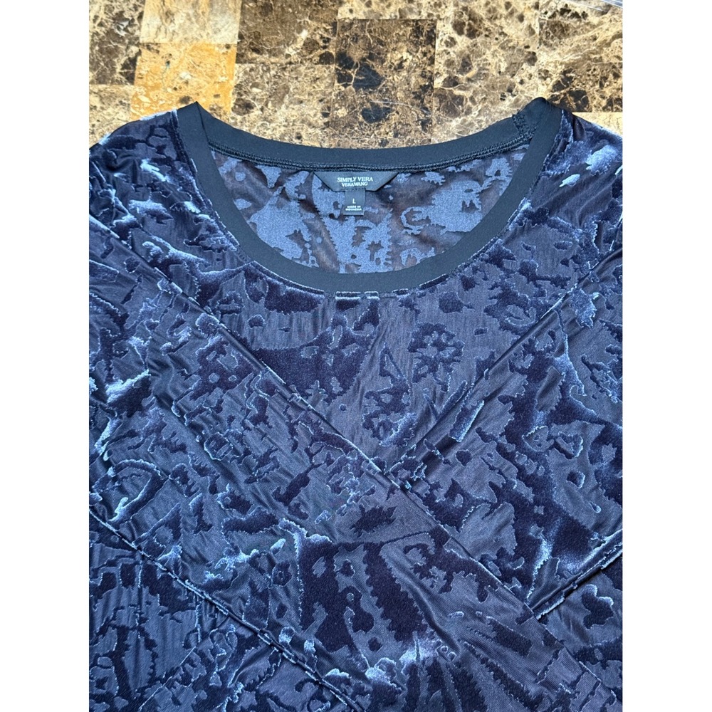 SIMPLY VERA VERA WANG Womens Velvet‎ Burnout Long Sleeve Tunic Top L